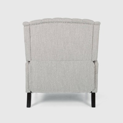 Salome Light Gray Oversized Tufted Wingback Recliner with Wooden Legs