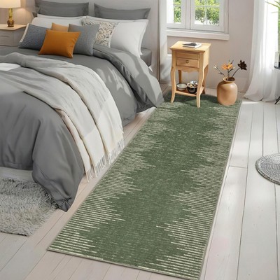 Modern Geometric Striped Area Rug Low Pile Non Slip Farmhouse Carpet