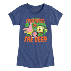 Girls' - SpongeBob SquarePants - Creatures Of The Deep Fitted Short Sleeve Graphic T-Shirt - 1 of 4