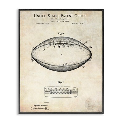 Stupell Industries American Football Sports Blueprint, 24" x 30"