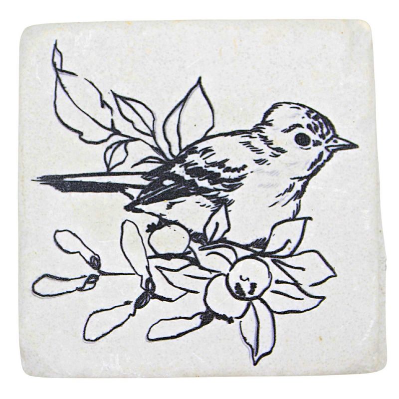 Ganz 3.75 In Bird With Flower Coaster Set Line Art Drawling Coasters, 5 of 6