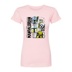 Women's - Star Wars - The Mandalorian Mando Helmet Grid Fitted Graphic T-Shirt - 1 of 2