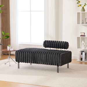 Aortzio 49.61"W Upholstered Loveseat,Mid-Century Modern Bench With Adjustable Back And Metal Legs - 1 of 4