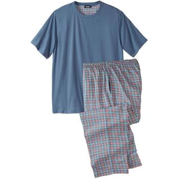 KingSize Men's Big & Tall Jersey Knit Plaid Pajama Set