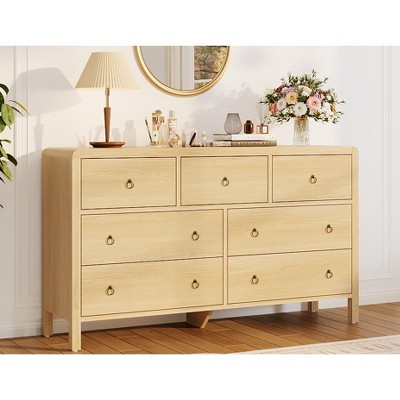 Dresser for Bedroom Rattan Chest of Dressers Tall Dresser for Closet with Drawers Boho Night Stand Large
