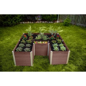 Vita 72"x72" Vinyl Urbana Keyhole Raised Garden Bed Espresso: UV & Weather-Resistant - 1 of 4