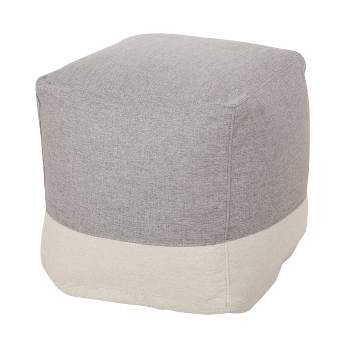 Tattnall Contemporary Two-Tone Fabric Cube Pouf - Christopher Knight Home