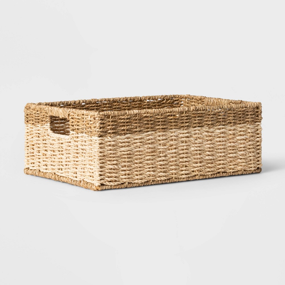 Palm Leaf and Seagrass Folio Bin White - Threshold