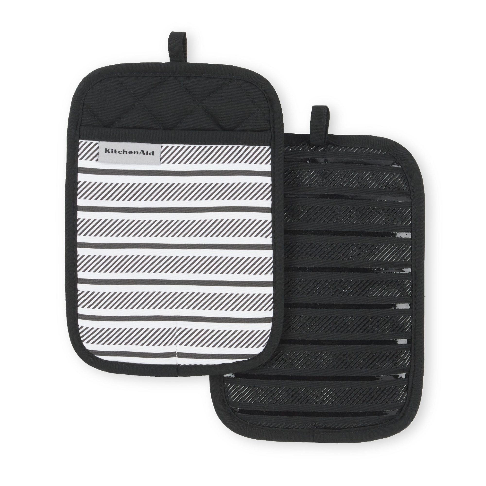 KitchenAid Albany Pot Holders 2-Pack, Matte Black