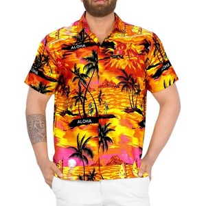 LA LEELA Mens Hawaiian Shirts Short Sleeve Button Down Shirt Men's Tropical Shirts Casual Vacation Summer Party Caribbean Shirts Funny - 1 of 4