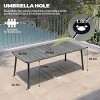 Crestlive Products 7pc Outdoor Dining set for 6 People Patio Rectangle Table Aluminum Frame with Wood-Like Tabletop and Umbrella Hole - 3 of 4