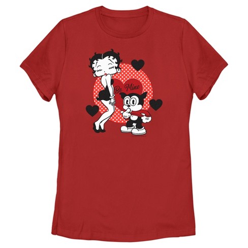 Women's Betty Boop Valentine's Day Bimbo Be Mine T-Shirt - Red - X Large