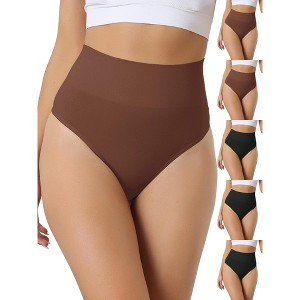 INSPIRE CHIC Women's High-Waisted Invisible Stretchy Comfortable Thongs 6 Packs - 1 of 4