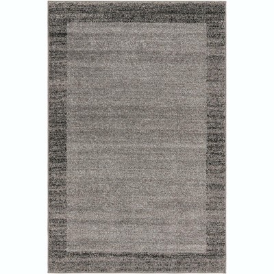 Light Gray Rectangular Synthetic Easy Care Area Rug 4' x 6'