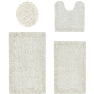 Edge Bath Rug 100% Premium Cotton Ultra-Soft Water Absorbent Tufted Solid Reversible 4 Piece Bathroom Rug Set for Machine Washable Bathmat - 1 of 2