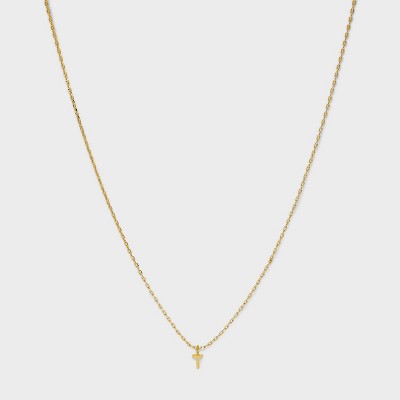 14K Gold Plated Small Polished Initial Pendant Necklace - A New Day™ Gold