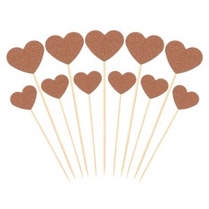 Unique Bargains Wedding Engagement Birthday Decoration Heart Shape Cupcake Toppers Picks 50 Pcs - 1 of 4