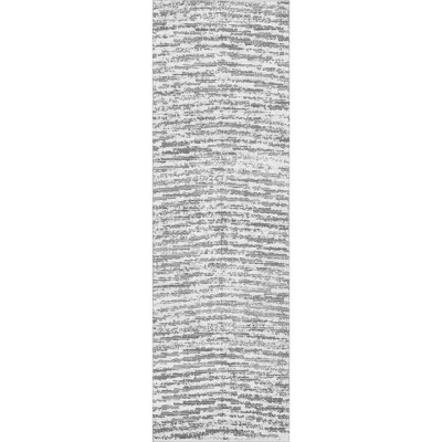 Nuloom Avelina Abstract Stripes Pet Friendly Machine Washable Area Rug, Runner 2' 6" x 8', Light Grey