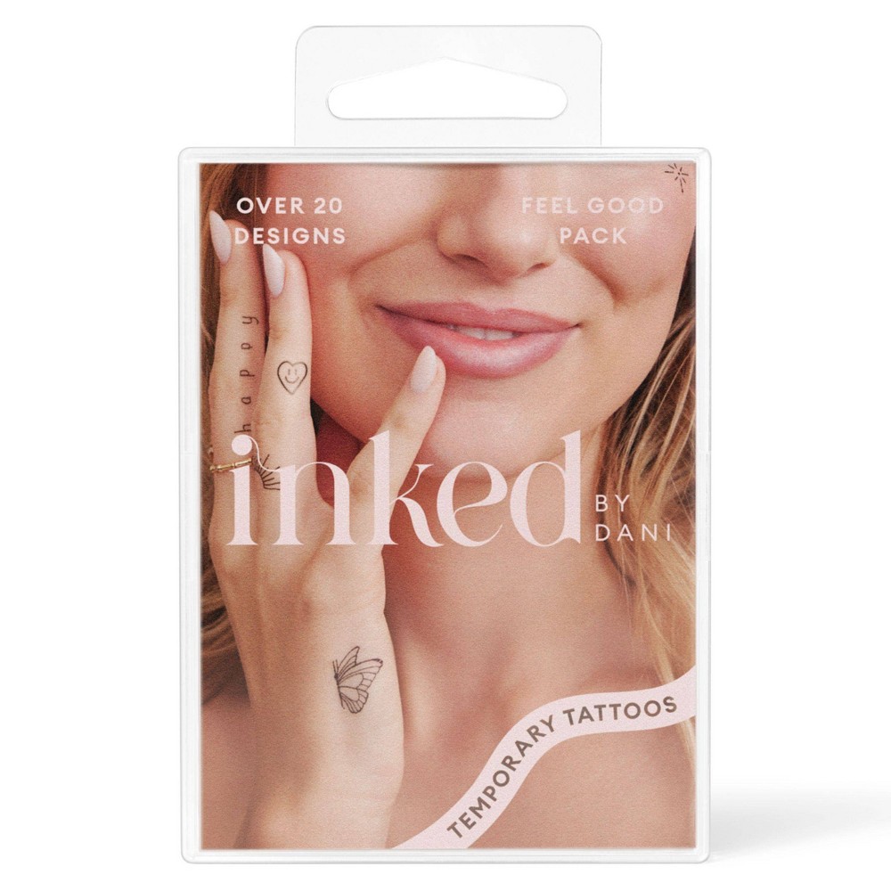 INKED by Dani Feel Good Pack Temporary Tattoos - 20ct: Peace and Love Theme, 5 Sheets Per Unit