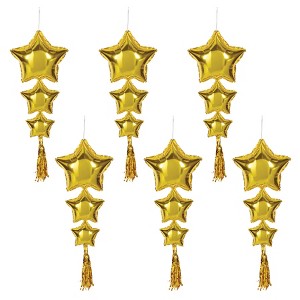 Beistle Star Balloons w/Tassels, 3' 9", (6/Pkg) Gold - 1 of 4