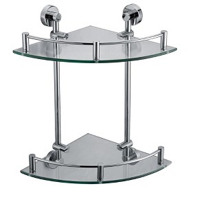 ALFI AB9548 Polished Chrome Corner Mounted Double Glass Shower Shelf Bathroom Accessory - 1 of 4