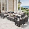 Belord 9 Pieces Outdoor Patio Furniture Sectioanl Set with Brown All Weather Wicker, L-Shaped Patio Sectional Set with Storage Deck Box - 2 of 4