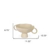 HomeRoots 11" Beige Cast Aluminum Round Pedestal Centerpiece Bowl With Handles - 3 of 4