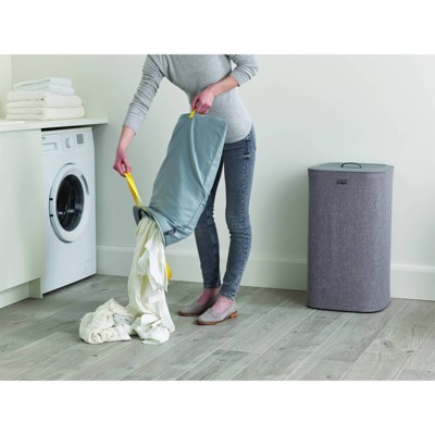 Gray 60L Dual Compartment Laundry Basket with Lid