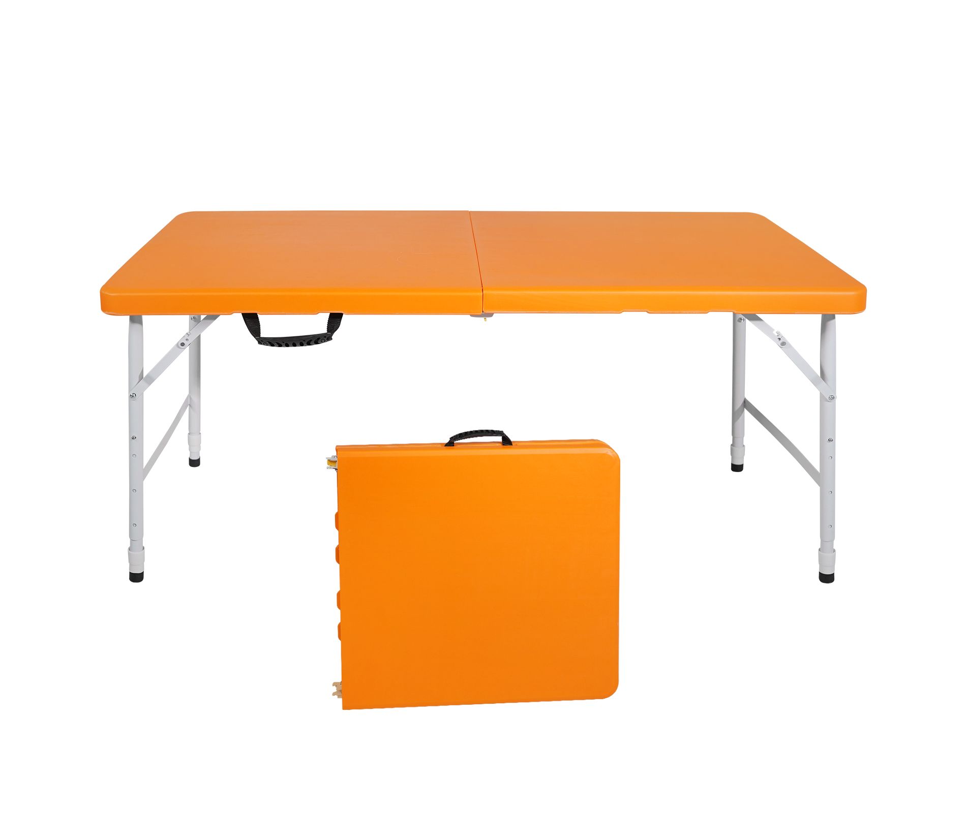 Gulches Orange 4ft Portable Folding Table, Heavy-Duty Indoor Outdoor Table, Waterproof for Camping BBQ Party