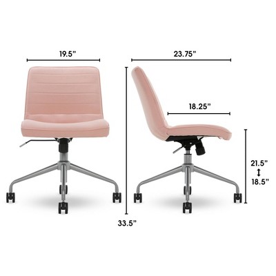 French Pink Armless Task Chair with Chrome-Finished Base