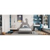 Vynxaria Twin Size Upholstered Leather Platform Bed with Adorable Rabbit Ornament - 4 of 4
