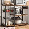 Bakers Rack with Power Outlets - 7-Tier Microwave Stand, 2 Wire Basket, 35.4 Inch Industrial Coffee Bar Station, Kitchen Large Bakers Rack with - 4 of 4
