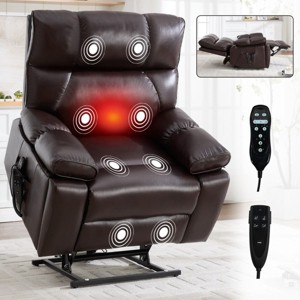 Oversized Power Lift Recliner Chair with Dual Motor and Infinite Position, Faux Leather Massage Recliner with Heat and Cup Holders-Koiai - 1 of 4
