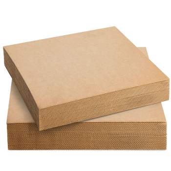 JAPCHET 100 Pack 9 x 6 inch Brown Corrugated Cardboard Sheets, Flat Corrugated Cardboard Filler Insert Sheet Pads Squares Bulk, for Packing, Mailing