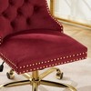 Ridstar Modern Velvet  Upholstered Adjustable Swivel Home Office Chair with Golden Metal Base-Red - 4 of 4