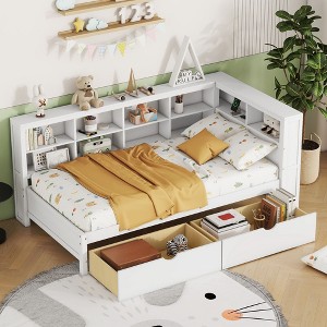 NicBex Twin Daybed with Storage 83.9" Morden Daybed with 2 Storage Drawers, Storage Cabinets and USB Ports for Apartment - 1 of 4