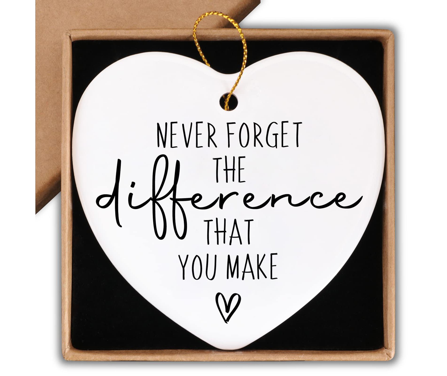 Thank You Gifts Never Forget The Difference That You Make Ceramic Ornament Keepsake Sign Heart Plaque Farewell Appreciation Retirement Gifts