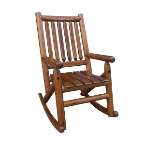Leigh Country Porch Rocking Chair with Z Frame Design, Clear Coat of Varnish, and Contoured Seating for Patio Rocking Chairs, Brown - 1 of 4