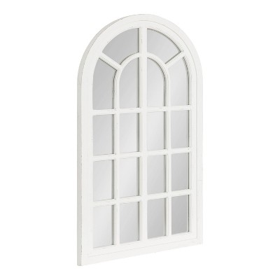 Boldmere 38"x22" Rustic Arch Farmhouse Wall Mirror in Distressed White