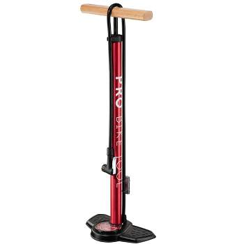 PRO BIKE TOOL Floor Bicycle Pump with Gauge up to 160 PSI / 11 Bar Pressure, Red