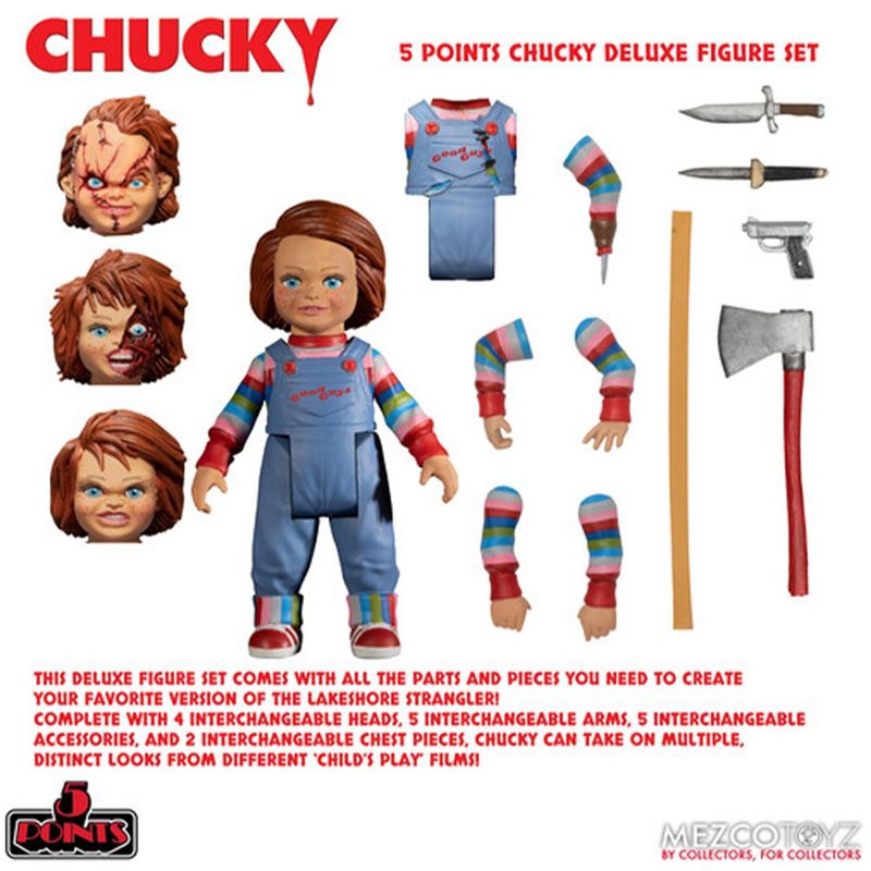 Mezco Toyz Child's Play Chucky Deluxe 5 Point Figure Set, 1 of 10