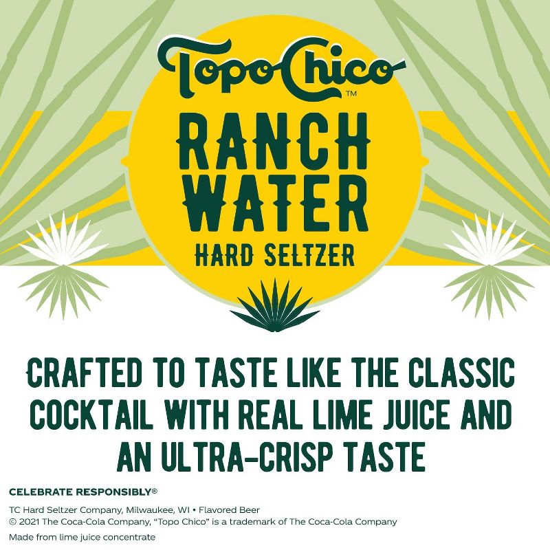 Topo Chico Ranch Water Hard Seltzer - 12pk/12 fl oz Cans, 4 of 10