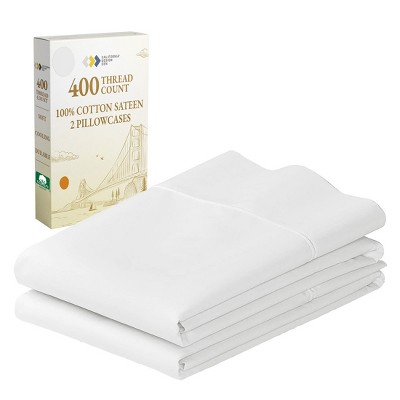 400 Thread Count Pillowcases, 100% Cotton Sateen, Soft & Cooling by California Design Den