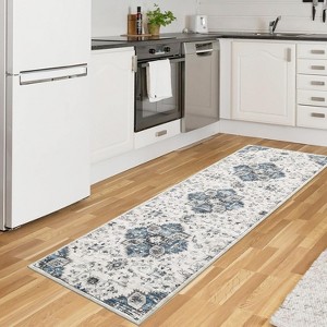 Washable Runner Rug, Ultra-Thin Vintage Oriental Carpet, Non-Slip Non-Shedding Hallway Rug, Distressed Accent Rug for Kitchen or Bedroom - 1 of 4
