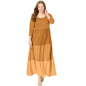 Woman Within Colorblock Tiered Dress - 1 of 4