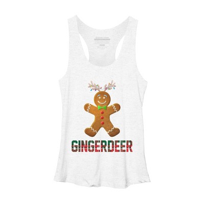 Women's Design By Humans Gingerbread Reindeer Matching Family Group Christmas Pajama By Forever9 Racerback Tank Top