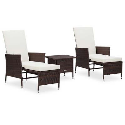 VidaXL 2 Piece Patio Lounge Set with Cushions Poly Rattan Gray
