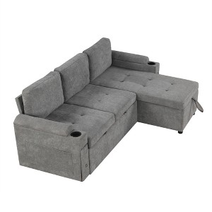TiramisuBest 83.5" L-shaped Sofa Couch Convertible Sofa Bed Sectional Sofa with Ample Storage Space, Modular Sectional Sofa with Storage, Si - 1 of 4