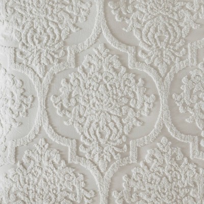 White Tufted Cotton Chenille Damask King Duvet Set