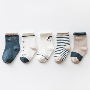 MyKids-USA Baby Print Pattern Spring Autumn Cotton 1Bag=5Pairs Socks - 1 of 4